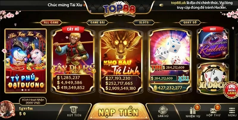Giao diện TOP88